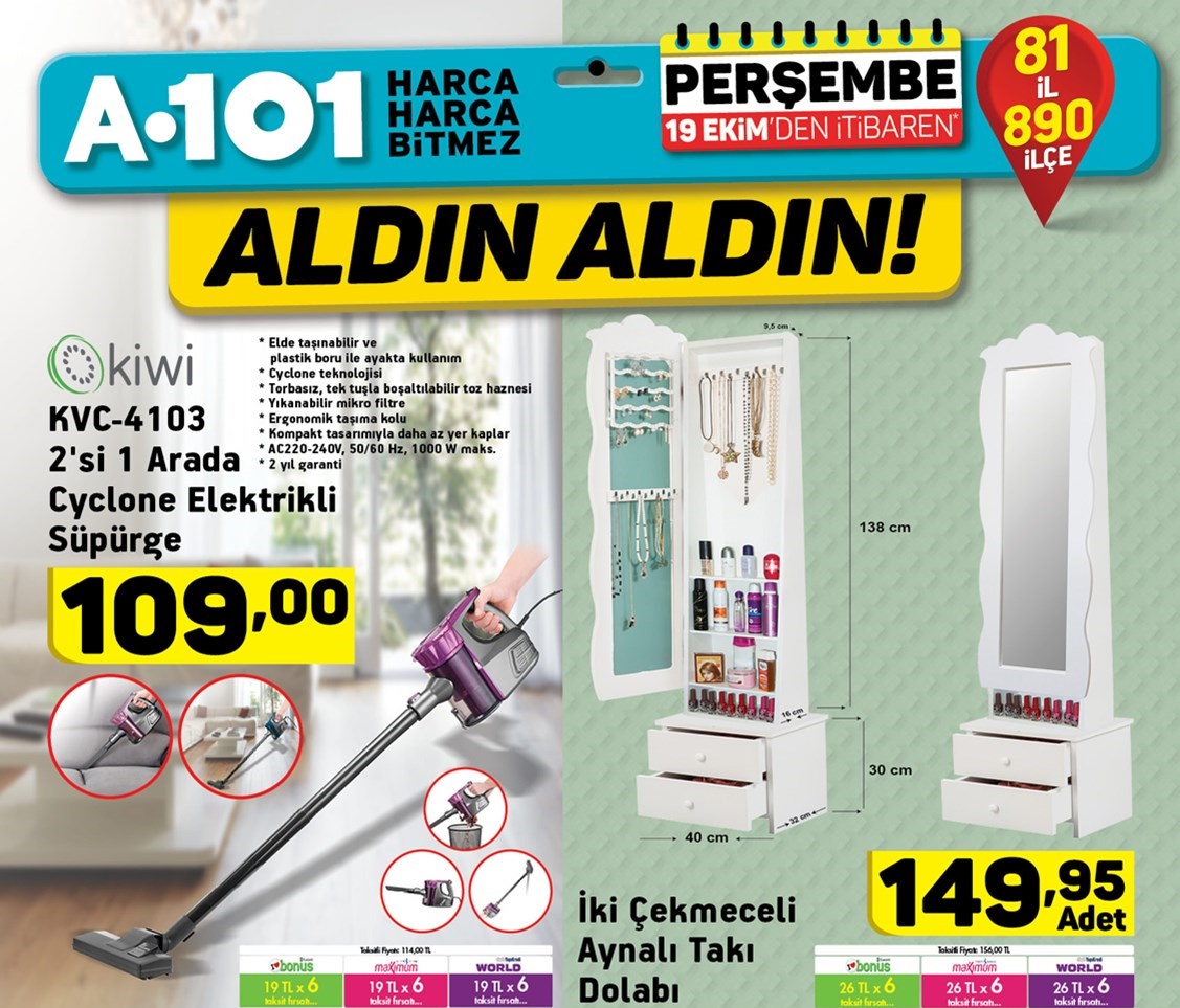 A101 19 Ekim 2017 Aktüel Market Fırsat Kataloğu