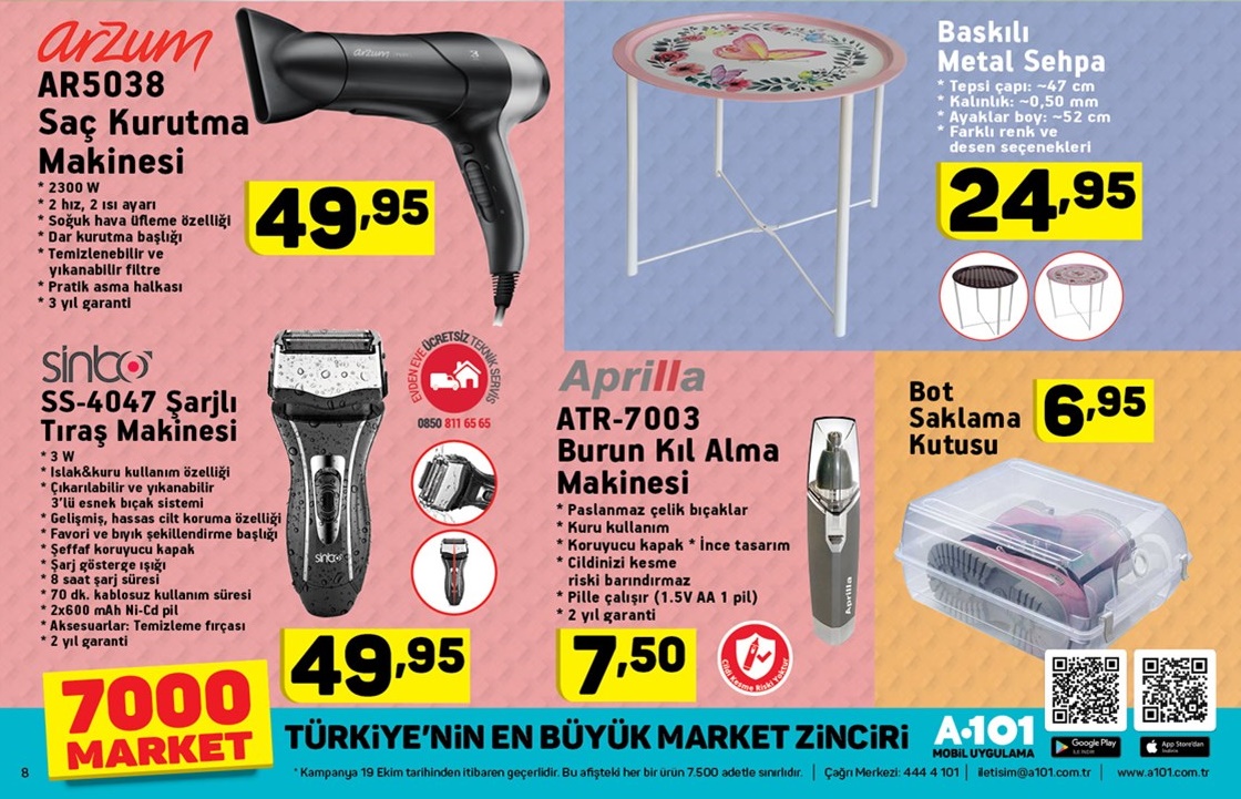 A101 19 Ekim 2017 Aktüel Market Fırsat Kataloğu