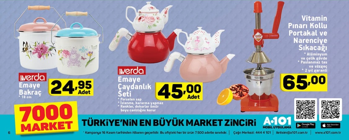 A101 Market 16 - 20 Kasım 2017 Aktüel Fırsat Ürünleri Kataloğu