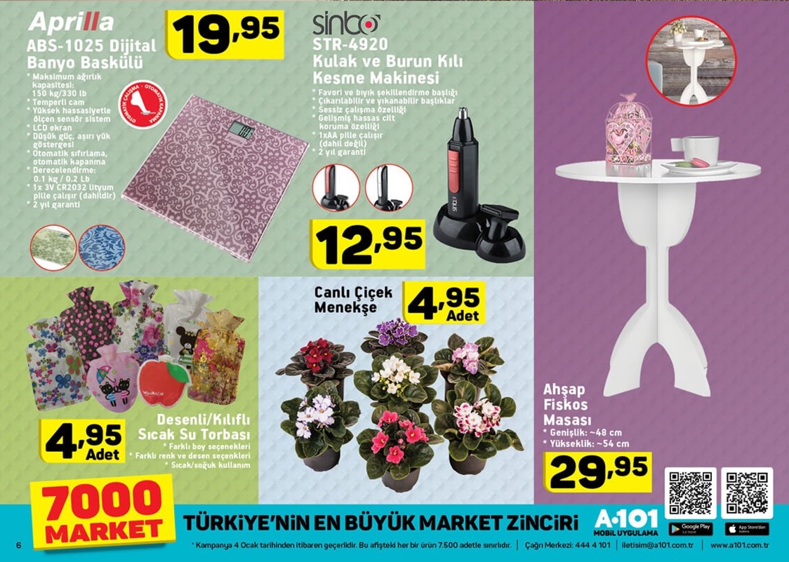 A101 Market 4 - 10 Ocak 2018 Fırsat Broşürü Kataloğu Ürünleri