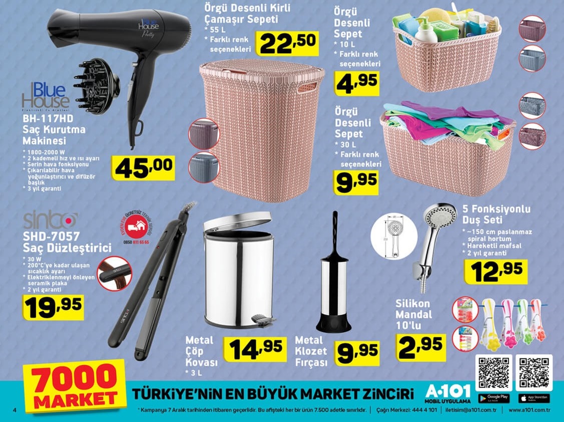 A101 Market 7 Aralık 2017 Aktüel Fırsat Broşürü