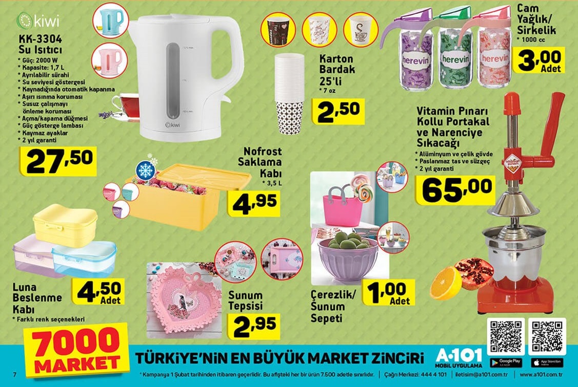 A101 Aktüel 1 Şubat 2018 İndirim Kataloğu