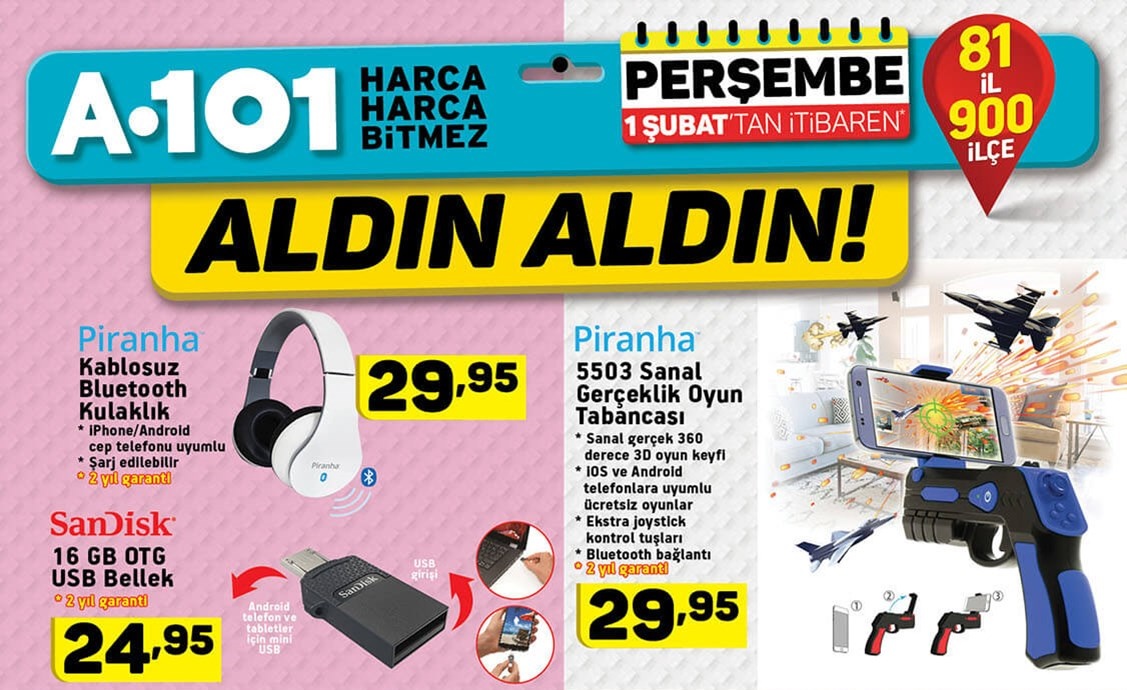 A101 Aktüel 1 Şubat 2018 İndirim Kataloğu