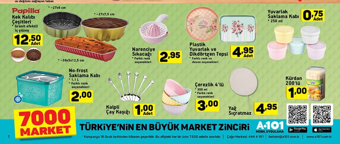 A101 Market 18 Ocak 2018 Aktüel İndirimli Ürünleri