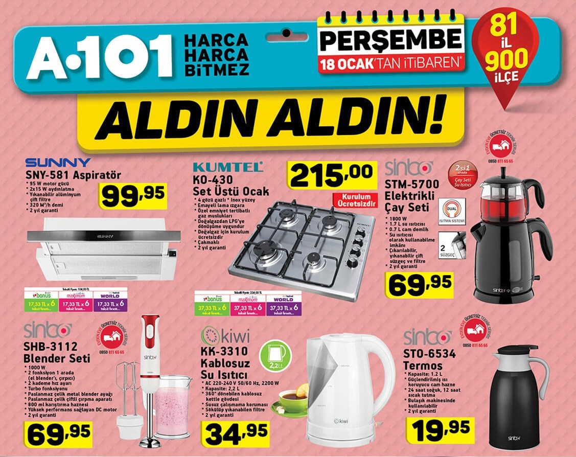 A101 Market 18 Ocak 2018 Aktüel İndirimli Ürünleri