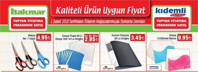 Hakmar 1 Şubat 2018 Aktüel Kırtasiye Ürünleri