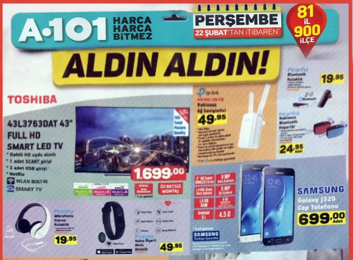 A101 Market 22 Şubat 2018 Aktüel İndirimli Kataloğu