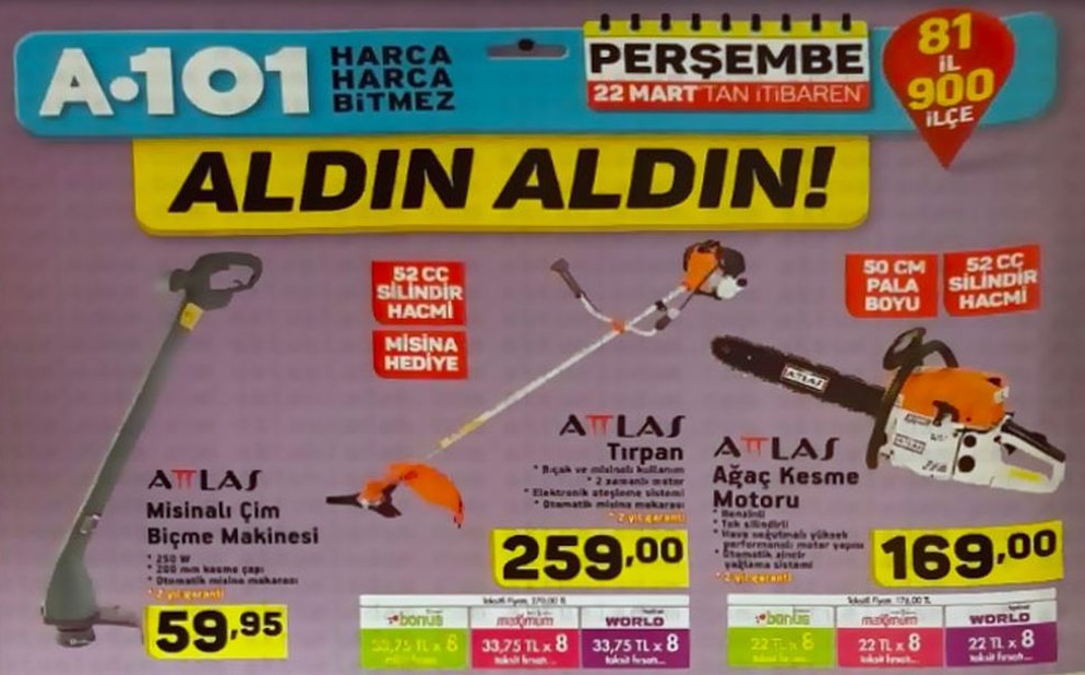 A101 22 Mart 2018 Akütüel Ürünler