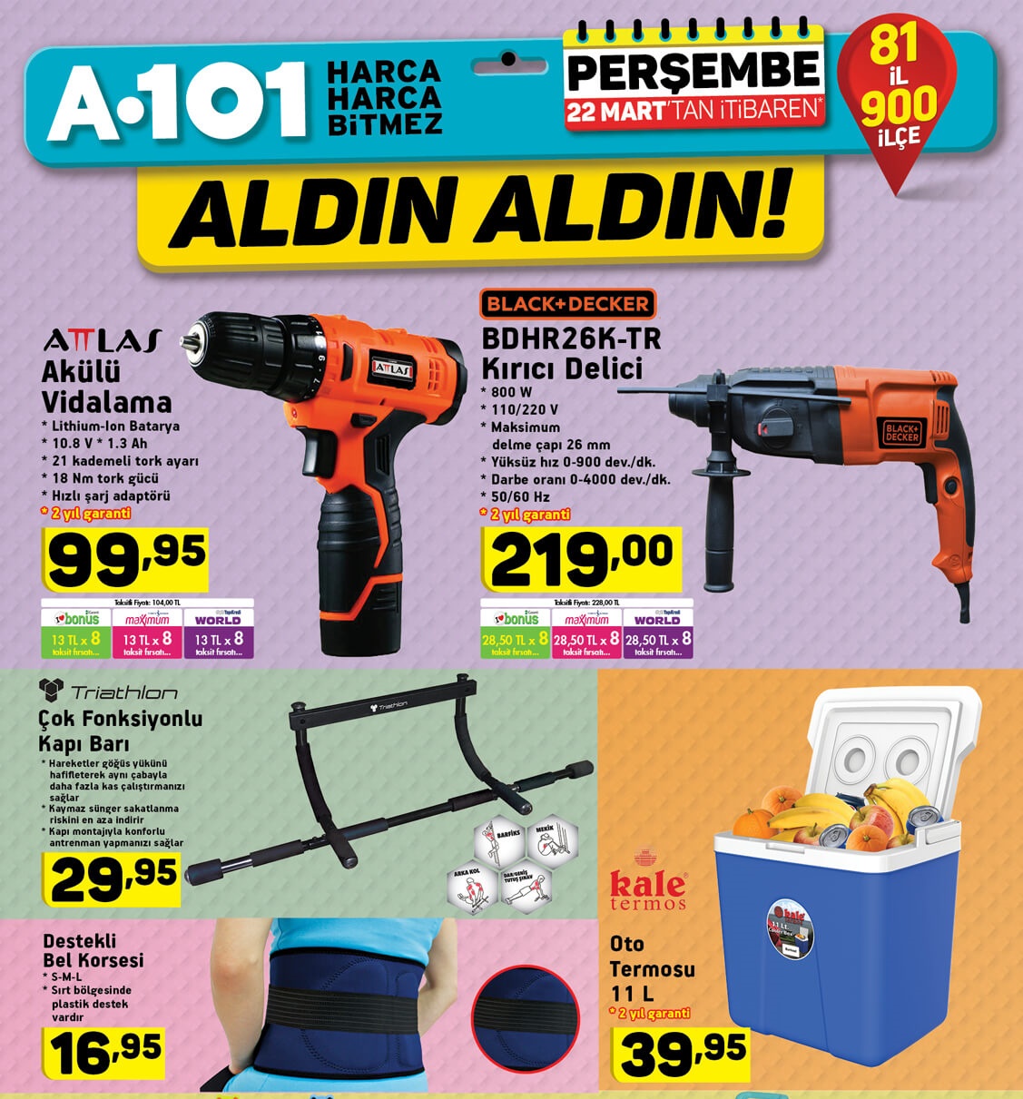 A101 22 Mart 2018 Aktüel İndirimli Ürünler Kataloğu