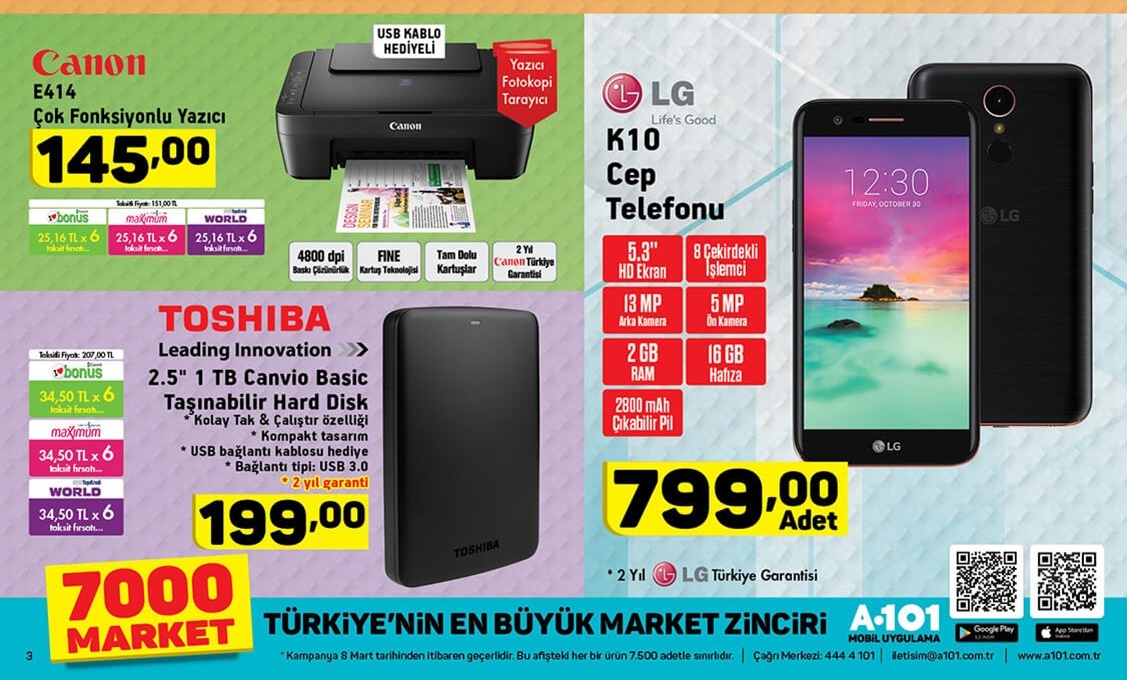 A101 Market Aktüel 8 Mart 2018 İndirim Kataloğu