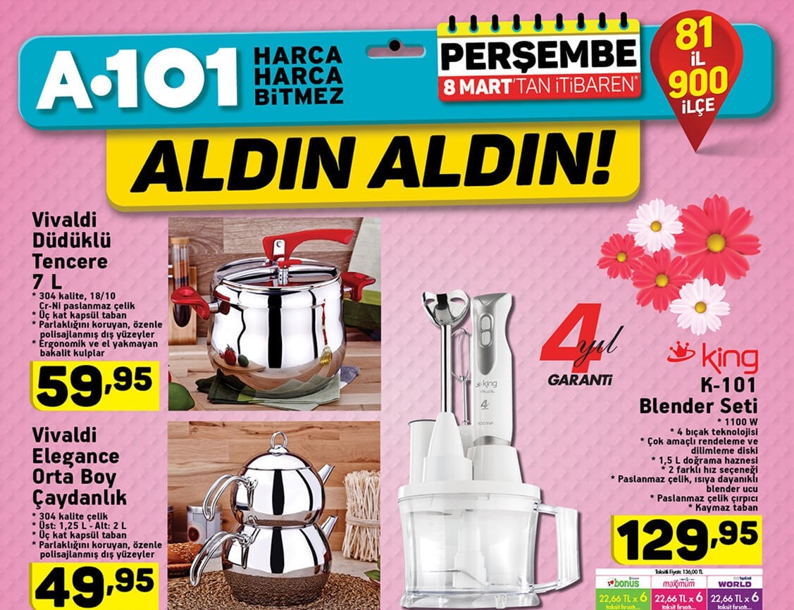 A101 Market Aktüel 8 Mart 2018 İndirim Kataloğu