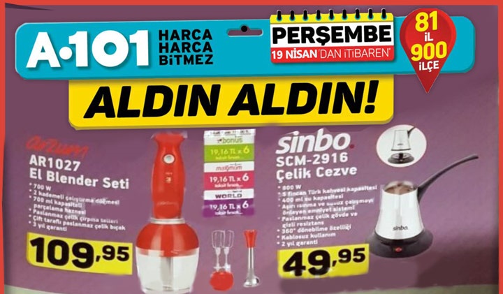 A101 19 Nisan 2018 Aktüel İndirimli Ürünler