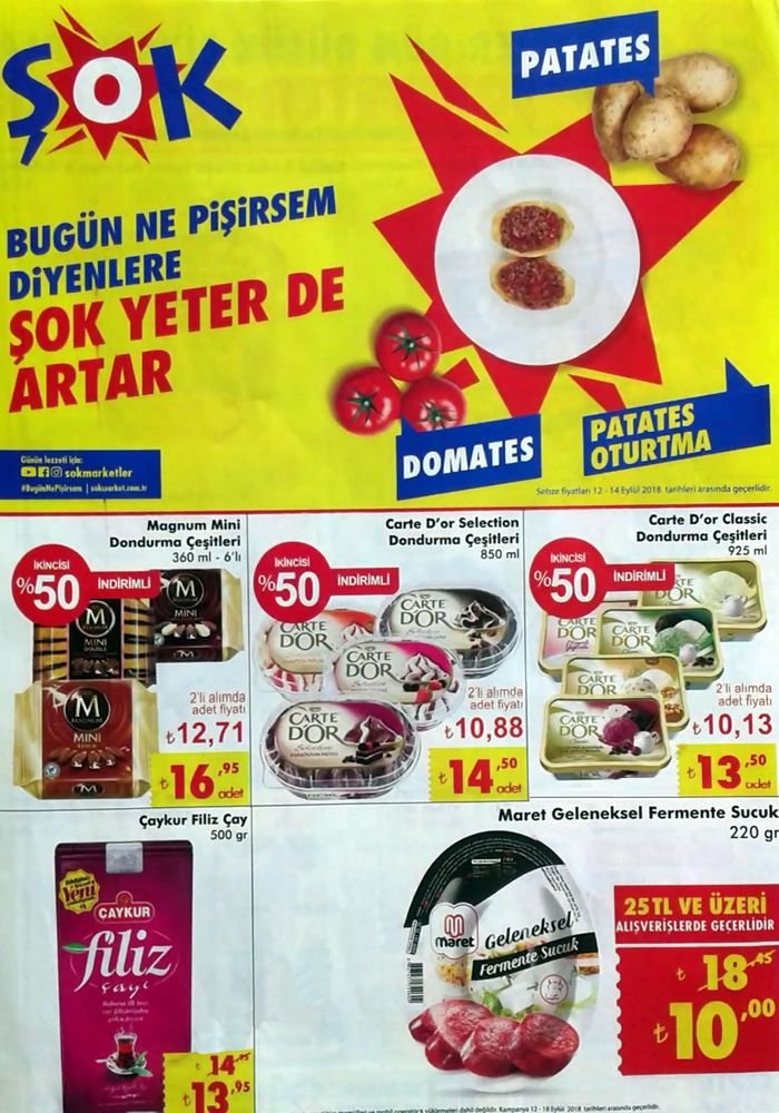 ŞOK Market 12 Eylül 2018 Aktüel İndirim Kataloğu