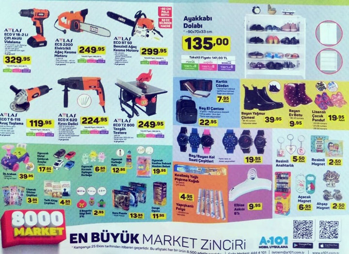 A101 25 Ekim 2018 Aktüel İndirimli Ürünler Kataloğu